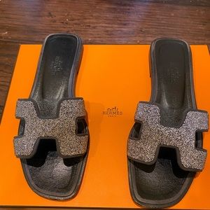 Hermes crystal sandals size 35